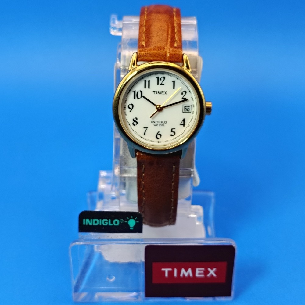 New! Vintage 2012 Timex Easy Reader Date 25mm Women's Quartz Watch Leather NOS
